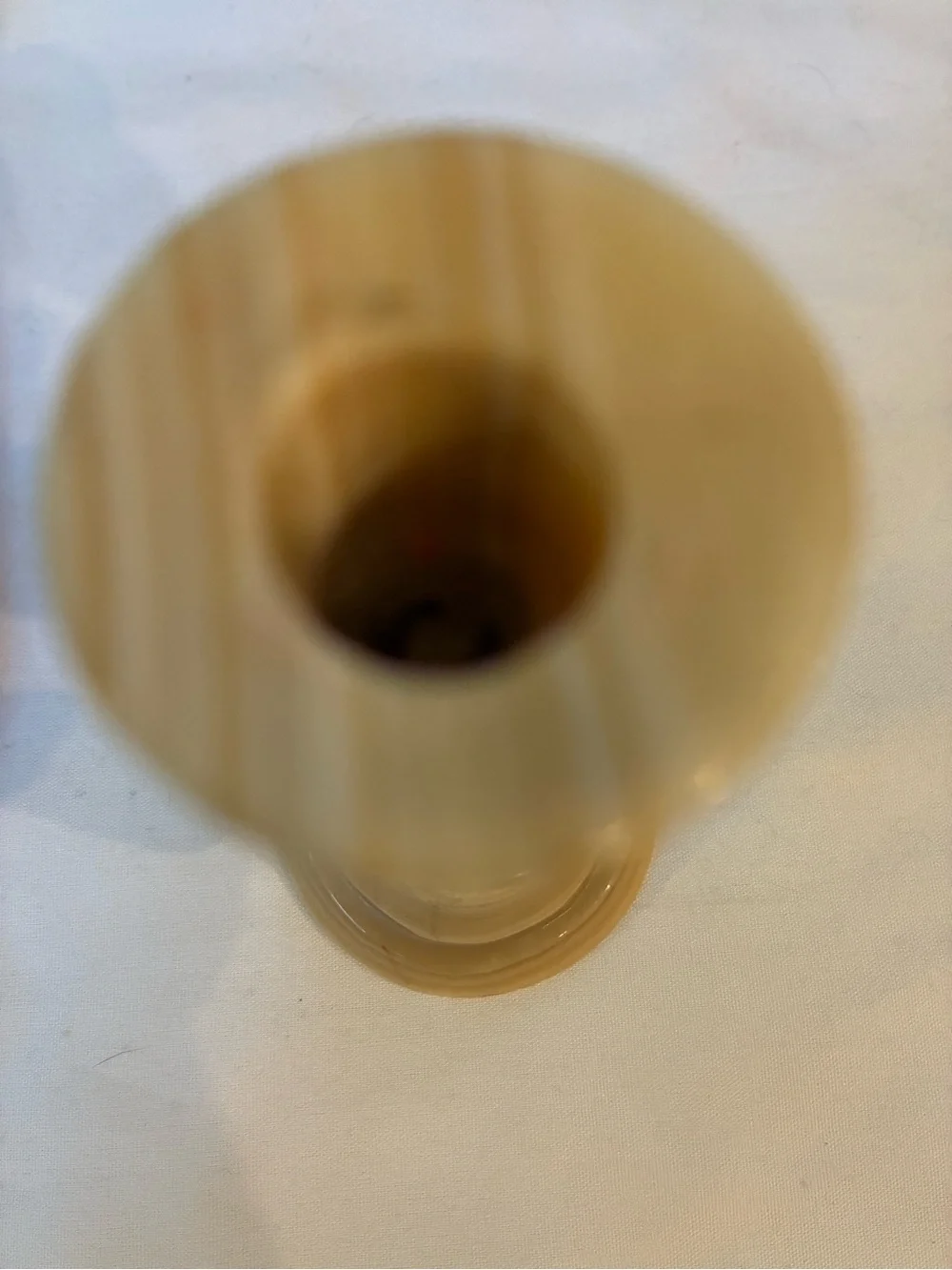 Hand-Carved Beige Striped Onyx Candlestick Holder